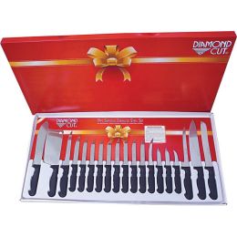 Diamond Cut&reg; 19pc Cutlery Set in White/Red Bow Box