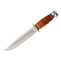 KA-BAR Bowie Fixed 6.875 in Blade Leather Handle